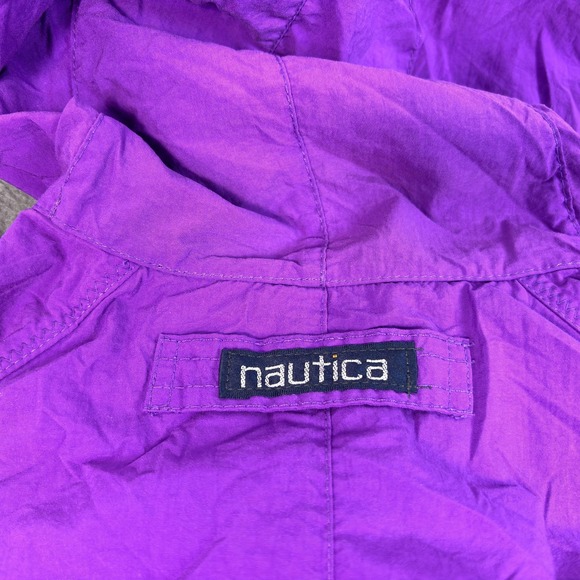 Vintage Nautica Jacket Mens Large Purple Offshore Races Hooded Windbreaker 90s - Picture 10 of 14